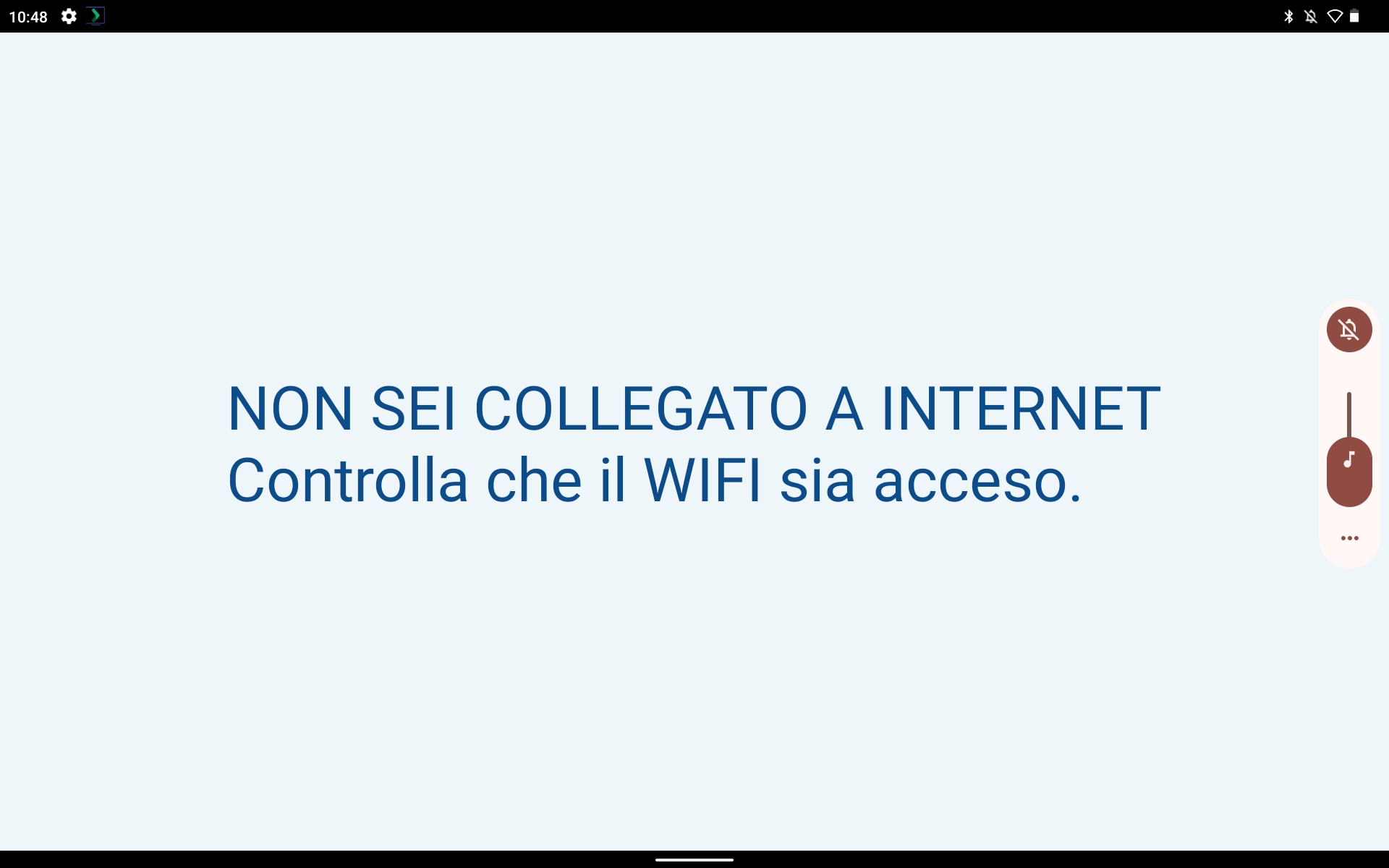 Avviso ".Non sei collegato al WiFi".