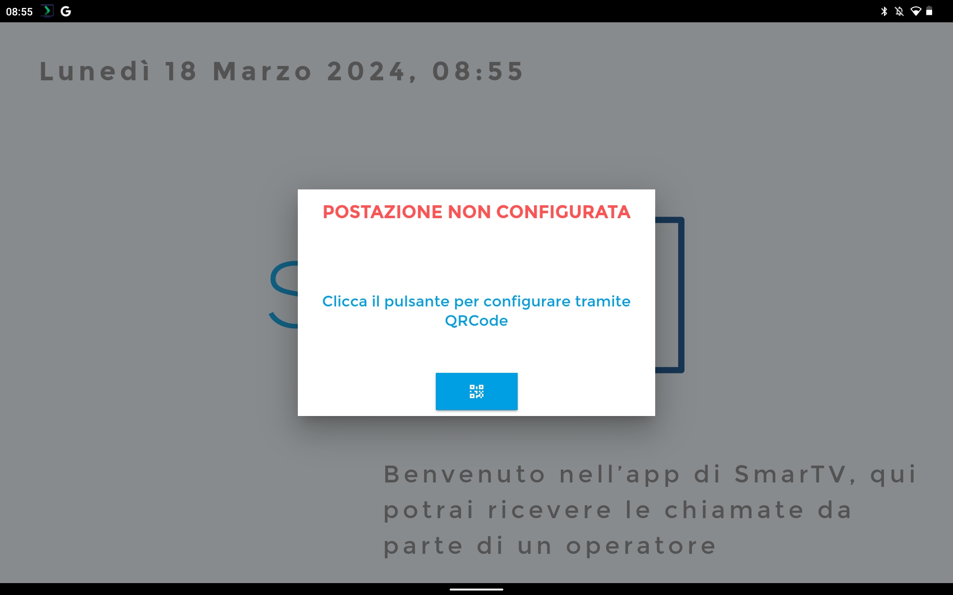 Avviso "postazione non configurata" su tablet